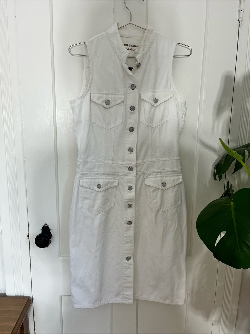 Lauren Ralph Lauren Denim Trucker Dress NWT White Sleeveless Button Front Size 8 - Picture 8 of 12